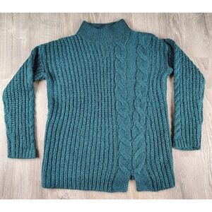 Womens A Pea in the Pod Cowl Neck Green Sweater Maternity Size Small Cable Knit